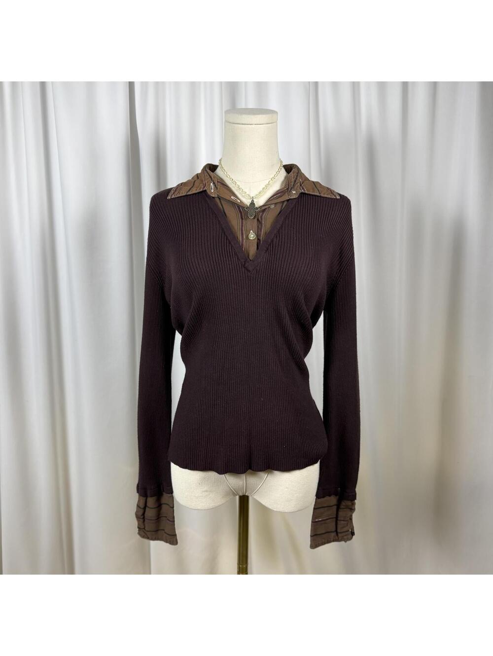 Layered built in button up sweater